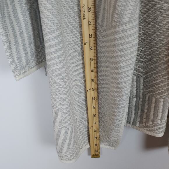 Vintage Bass Herringbone Long Cardigan Size M Gray Open Shawl Collar Heavyweight - Picture 9 of 11